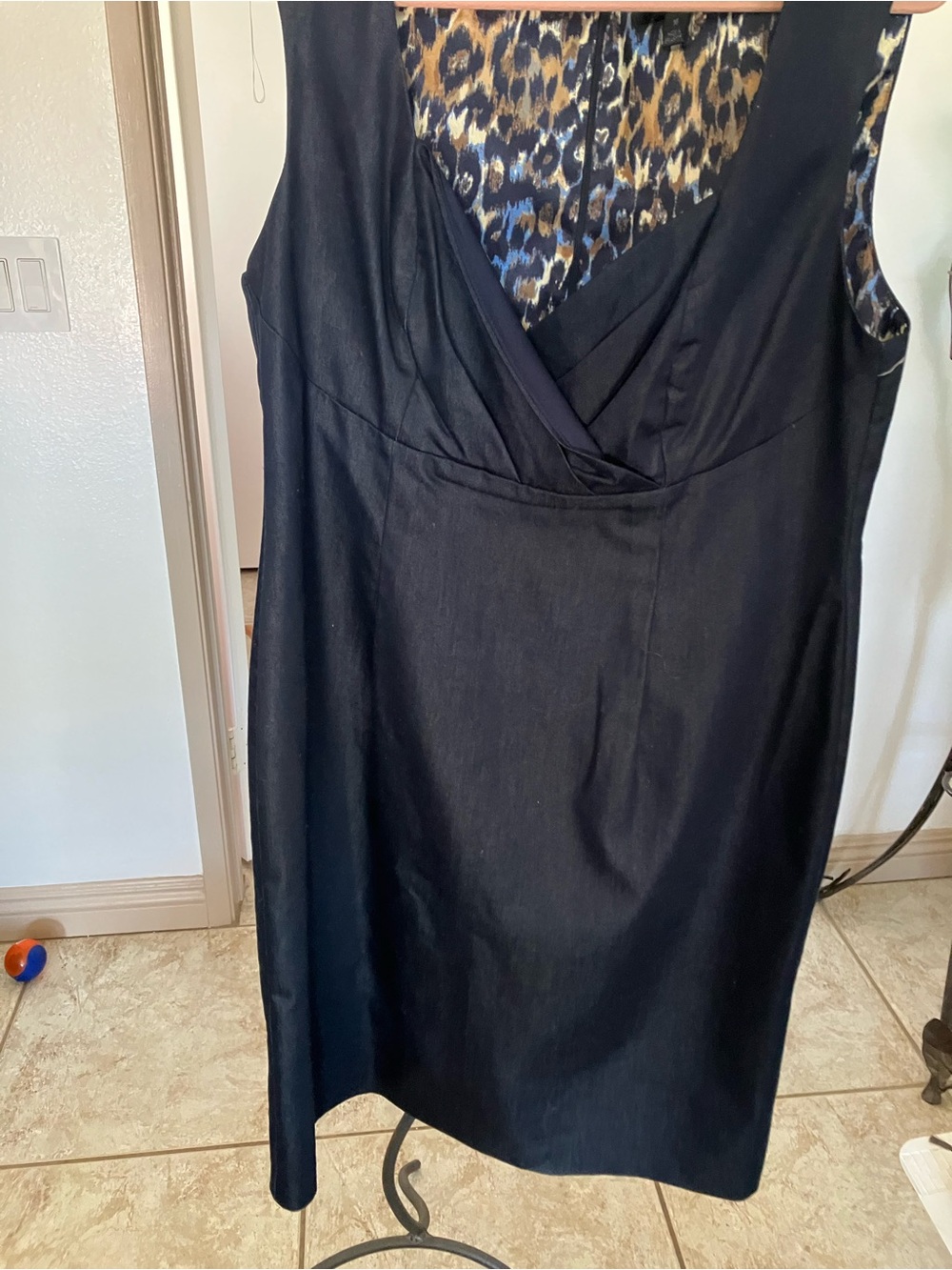 Connected Apparel Black, Blue & Brown Animal Print Dress Size 16
